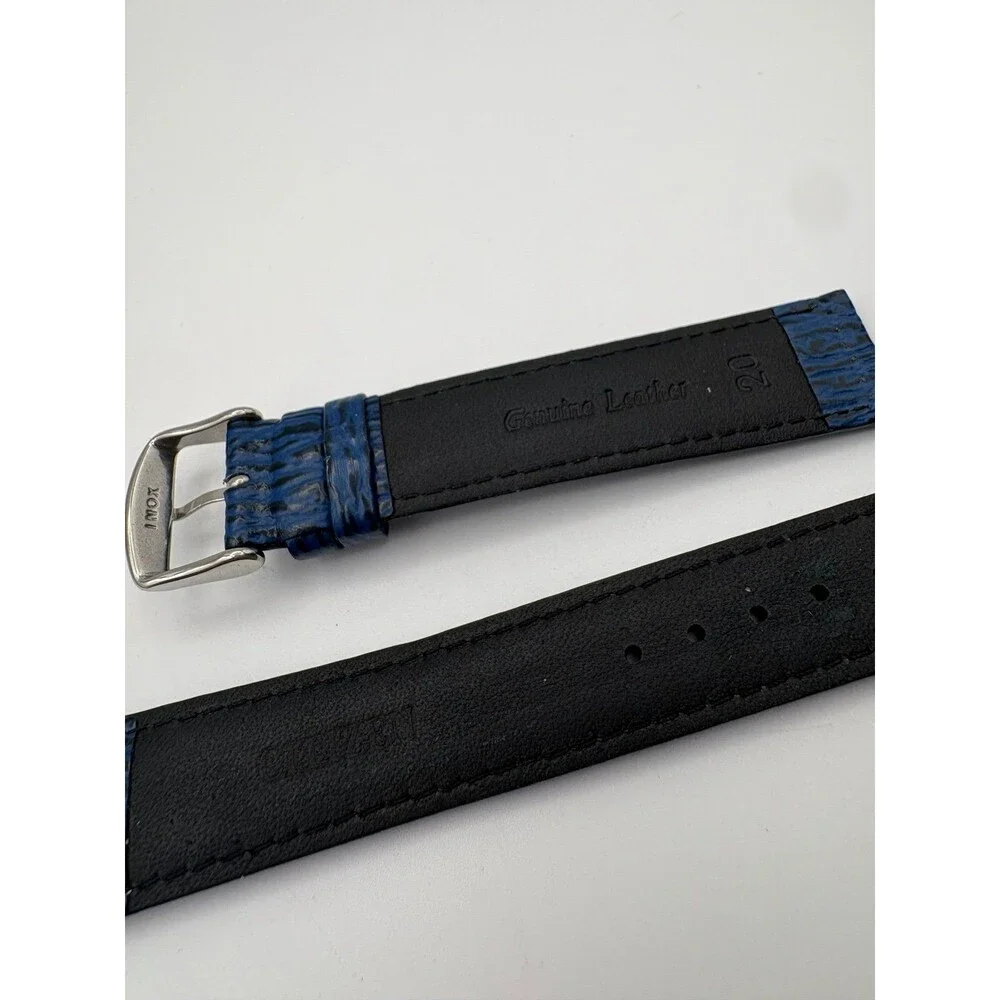 Vintage Citizen Blue Shark-Grain Embossed Leather Watch Strap 20mm INOX Buckle